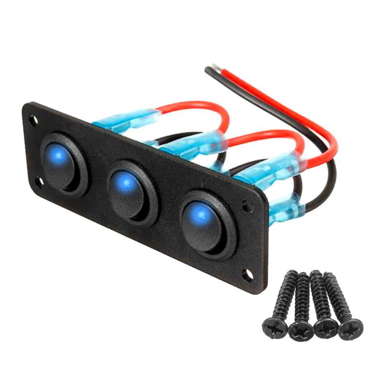 12V Multi-Functional 1-4 Gang Rocker Toggle Control Button Switch Panel Car Boat Marine RV Truck Blue LED Styling Accessories