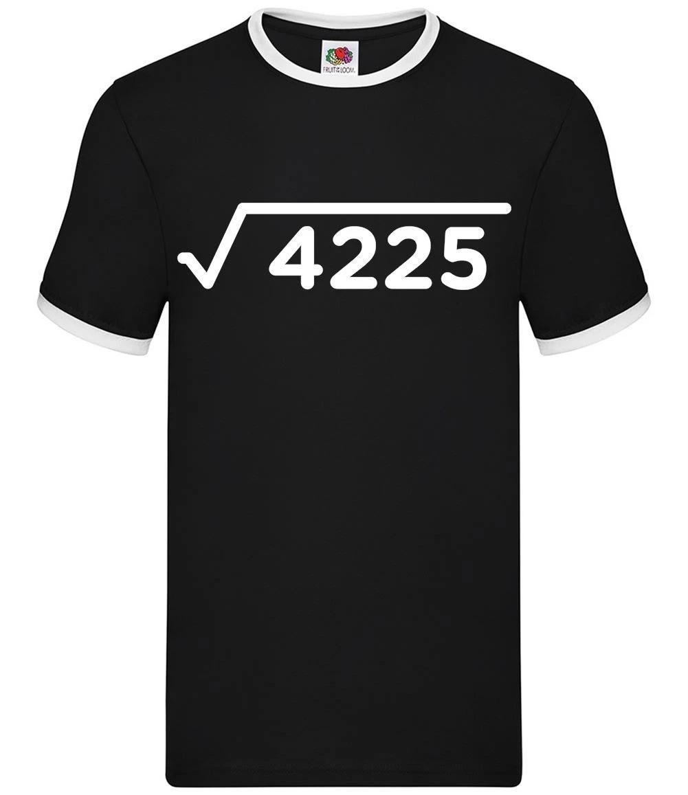 Square Root Birthday 65 - Mens Ringer - 65th Birth Year Age Present Maths L