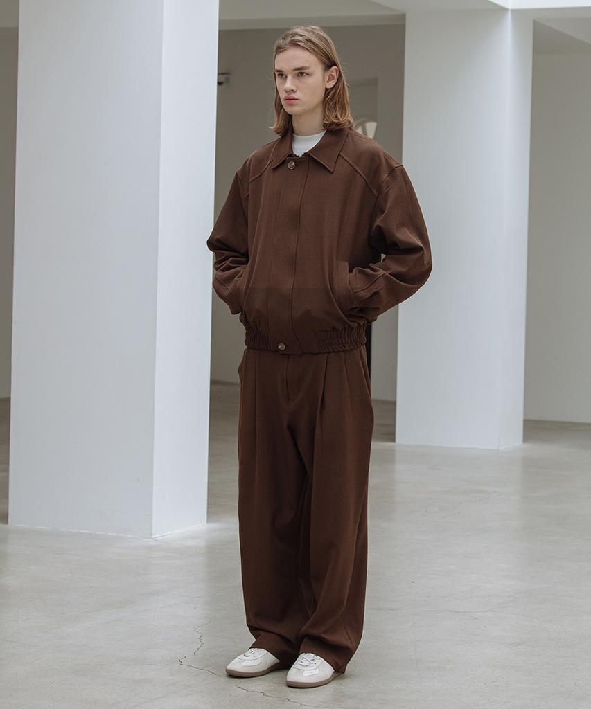 Dekkoloso Back Half Banding Double Pleated Wide Pants [Brown]