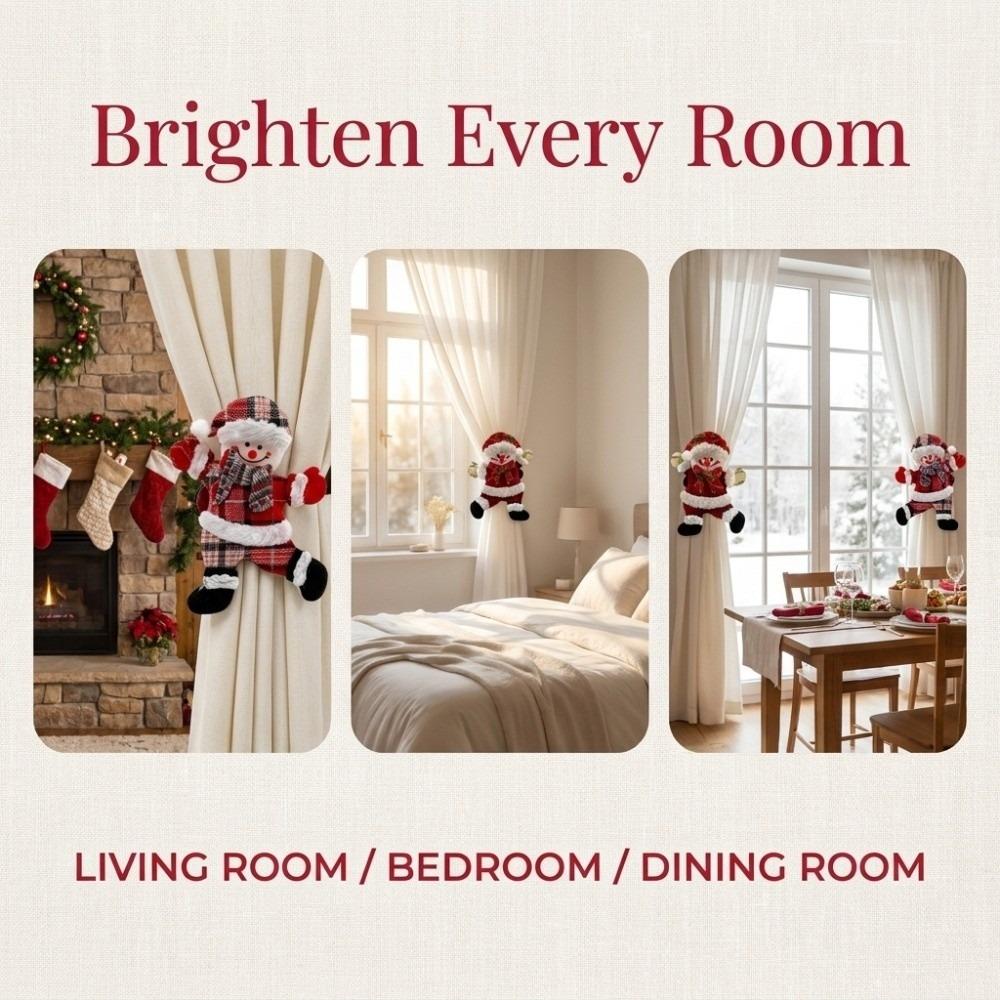 2pcs/set Felt Snowman Curtain Holder Cartoon Doll Window Curtain Fastener New Year