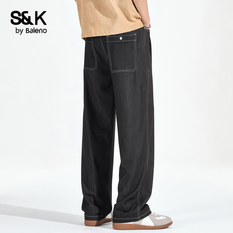 Baleno Men's S&K Ice Silk Washed Loose Straight Jeans