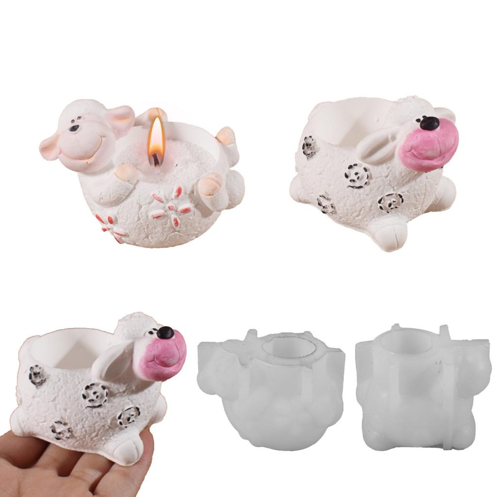 Lovely Sheep Candle Holder Silicone Mold Jewelry Storage Box Mold Tealight Candle Holder Mold for Epoxy Resin Casting