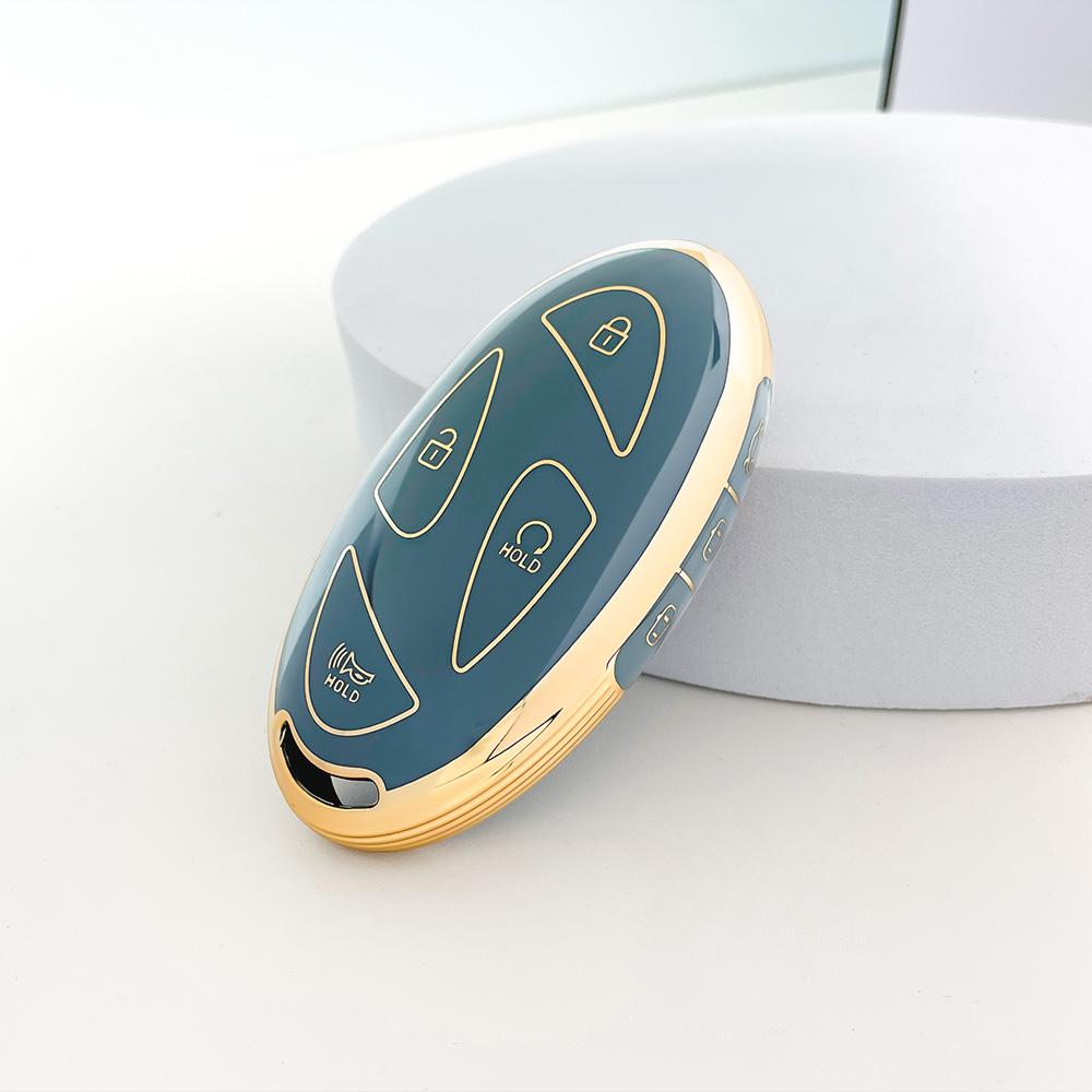 Neue TPU Auto Fernbedienung Schlüsselhülle Abdeckung Schale für Hyundai Ioniq 6 Grandeur GN7 Kona 2023 Autoschlüssel Schutzhülle Goldrand 7 Tasten