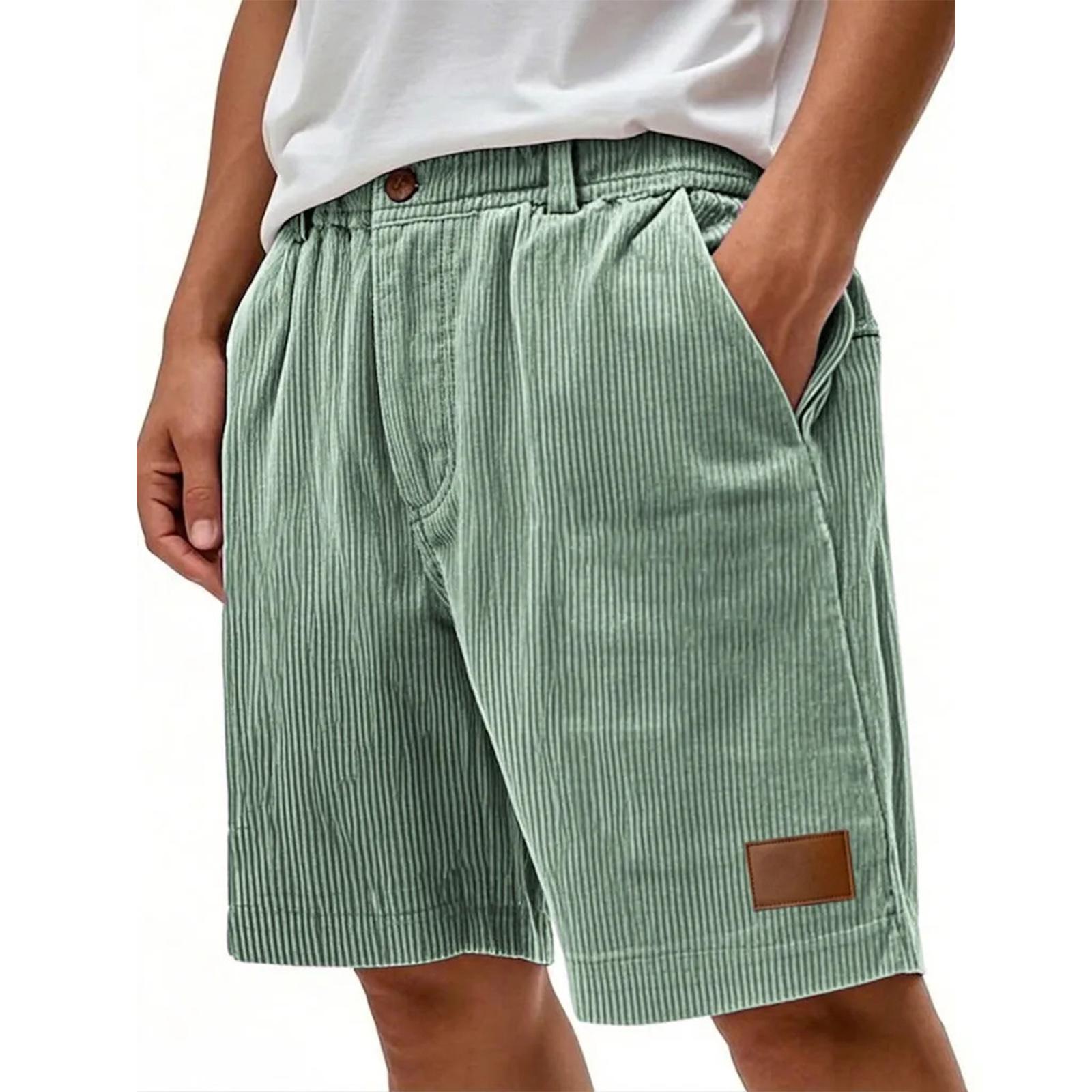 

Мужские вельветовые шорты в стиле business casual с эластичным поясом L зелёный
