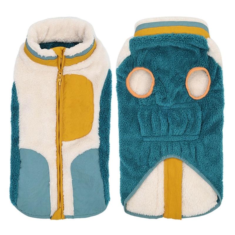 Outdoor Dog Coat with Back and Chest Coverage, Front Opening and Soft Fleece Pet Jackets for Cold Season Layer Use