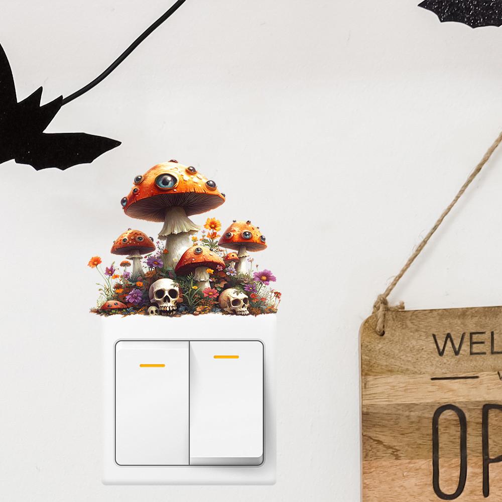 Eyeball Halloween Mushroom Skull Switch Sticker Pvc Living Home Wall Decor