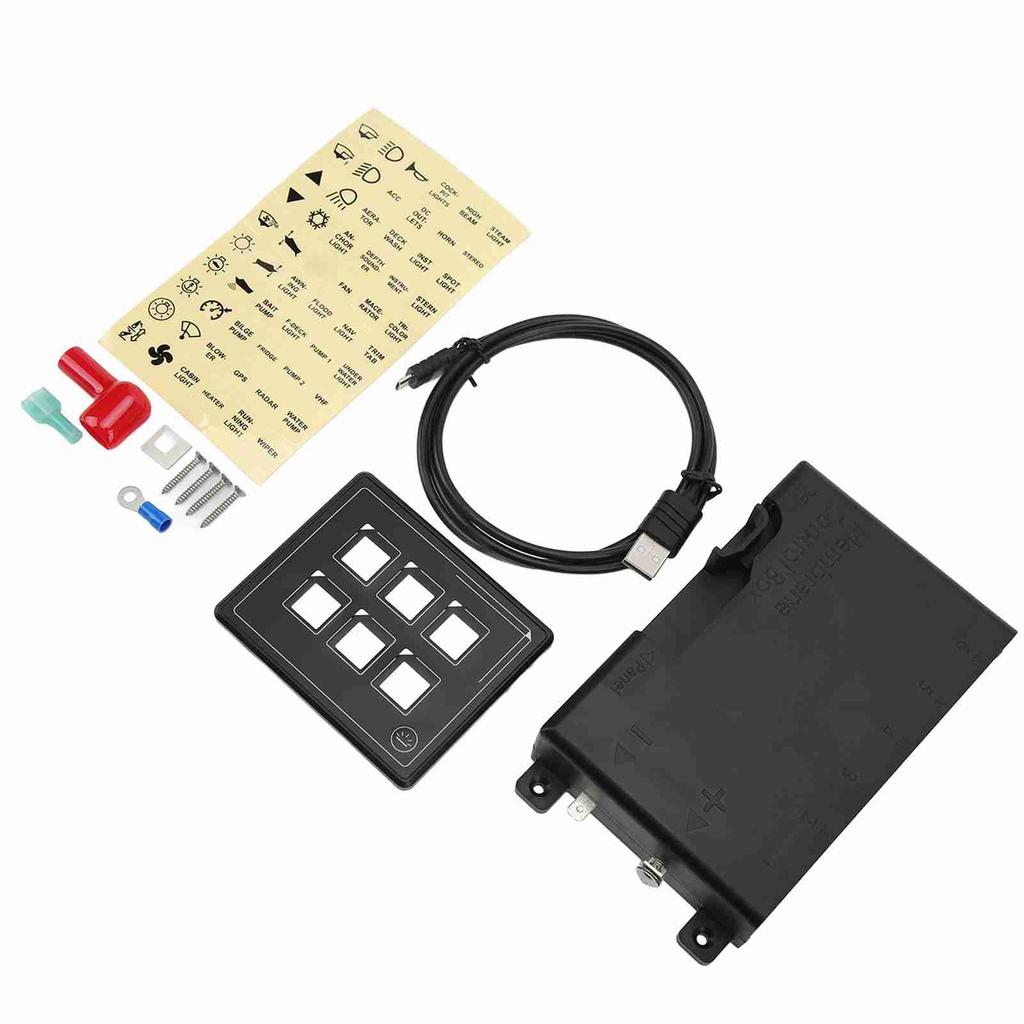 6P Switch Panel Bluetooth APP Control IP66 Waterproof Backlight M4 Stud Ring Terminal with Sticker F