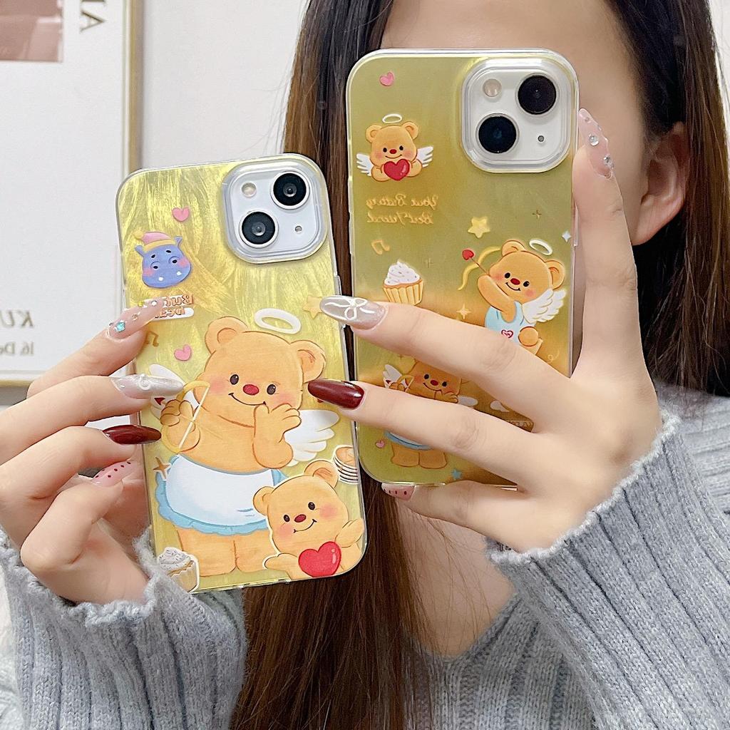 Laserové pouzdro Cupid Bear ze silikonu pro Xiaomi Redmi Note 12 11 Samsung A54 A24 A14 Oppo A78 A58 A38 Tecno Spark 10 30C Funda Malovaný kryt Měkký TPU nárazník