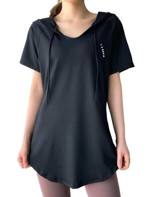 Silhouette und lockere Yoga-Shorts, schnelle, lange Body-Laufbekleidung [Ranmy Stage] [Schöne Länge], Damenoberteile, Ärmel, Trocknen, Länge, Abdeckung,