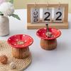 Ceramic Mushroom Jewelry Tray with Raised Ring Holder Dish, Tabletop Catchall Tray for Vanity and Bedside Table