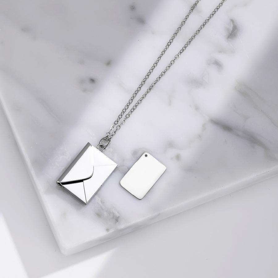 Personalized Stainless Steel Cross Envelope Pendant Necklace for Couples