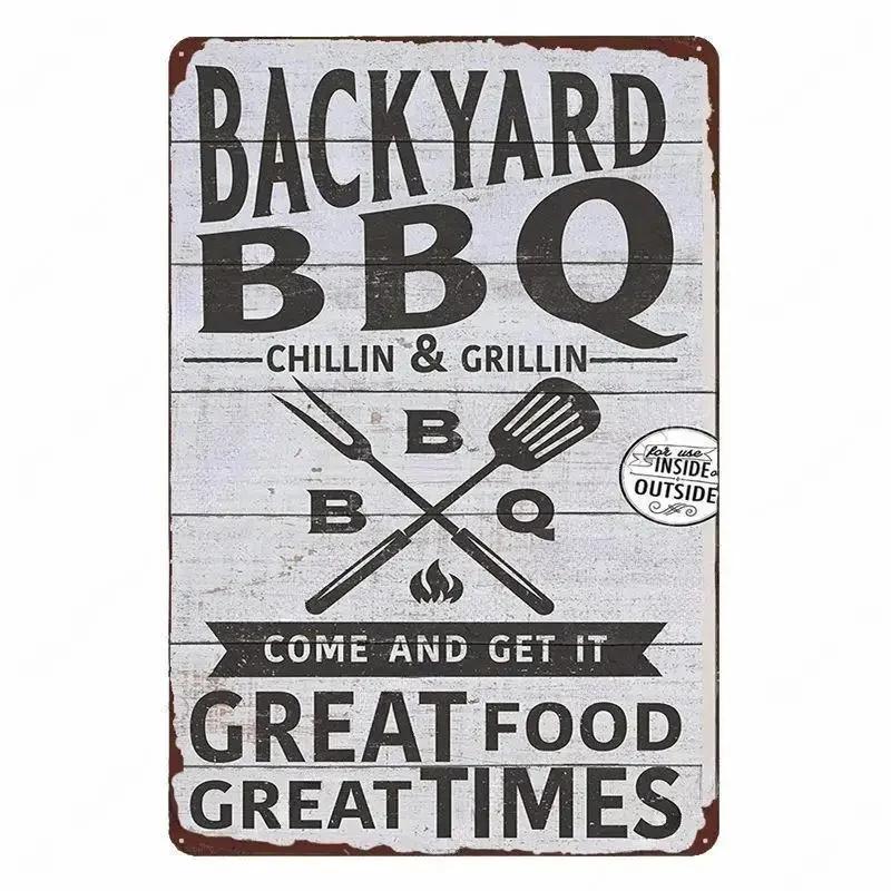 Panneau Barbecue des Pères de Jardin Roi du Grill Vintage Plaque Métallique Boîte de Conserve Bar Pub Décoration de Jardin Plaque Murale BBQ de Papa Chillin&Grillin Plaque Rétro