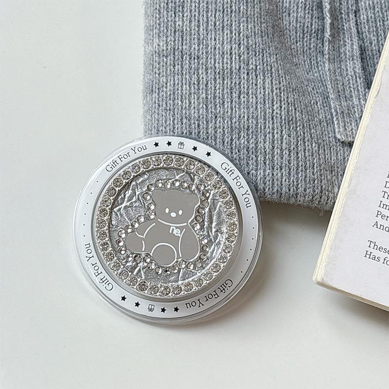 Creative Magnetic Desktop Drama Mobile Phone Airbag Holder Rhinestone Bear Mirror Advanced Sense Ring Female