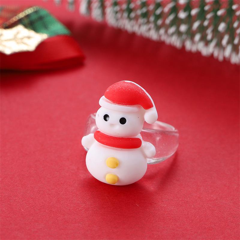 Vánoční kreslený prsten s medvědem, zvonkem a sobem - Slavnostní a módní