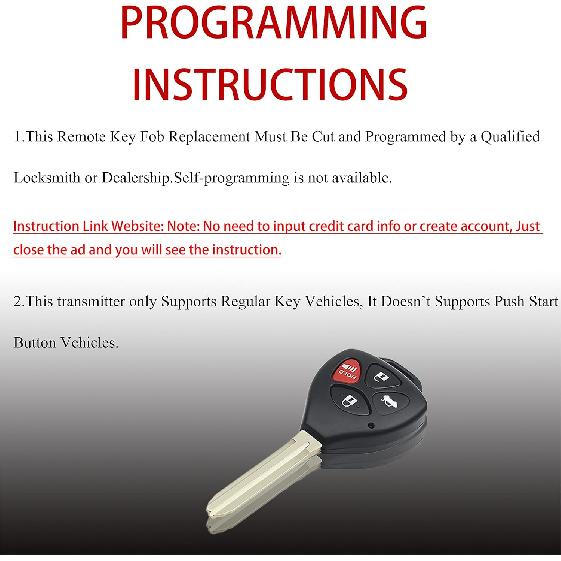 MechanMagic Key Fob Remote Replacement Fits for Toyota 2009 2010 2011 2012 2013 2014 2015 2016 Venza/2010-2013 Corolla Keyless Entry Remote Control