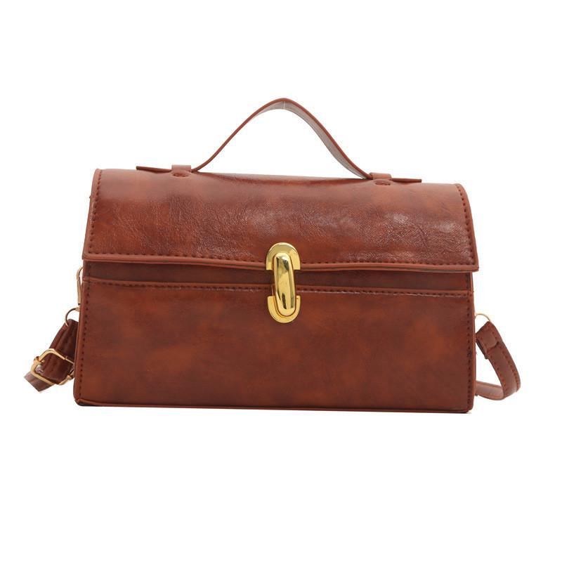 

Fashionable Vintage Lock Buckle Small Shoulder Crossbody Handbag For Women 2024 коричневый