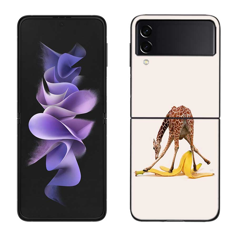 Žirafy Mají Dlouhé Krky Pouzdro Na Telefon Pro Samsung Z Flip 7 6 5G Galaxy Z Flip 5 4 3 Černé Pevné Kryt Buněčného Telefonu Luxusní PC Skořápka Coque
