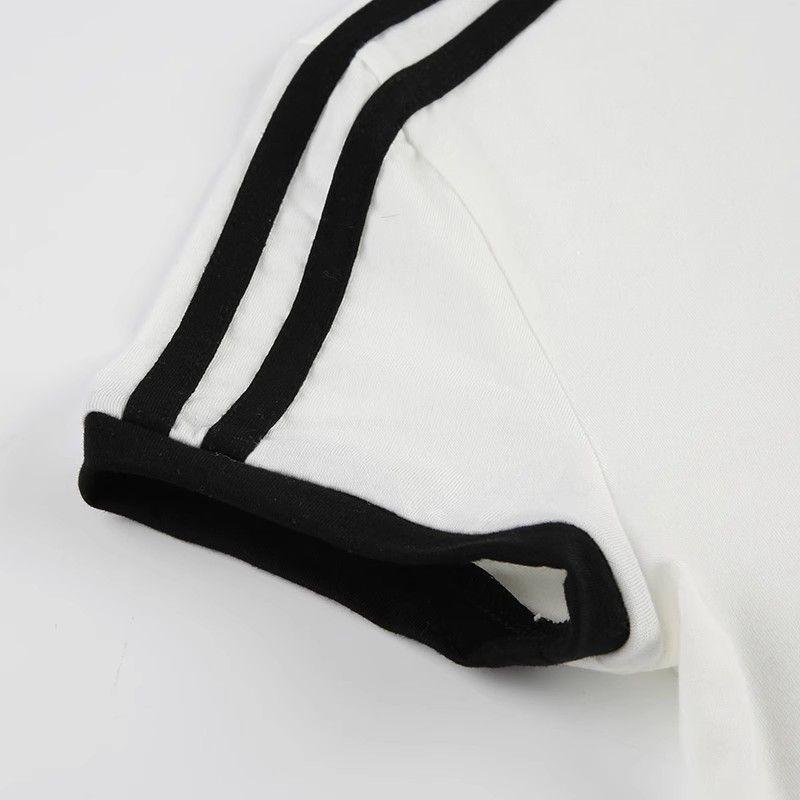 Women's Summer Slim Fit Striped T-Shirt with Bow and Embroidery