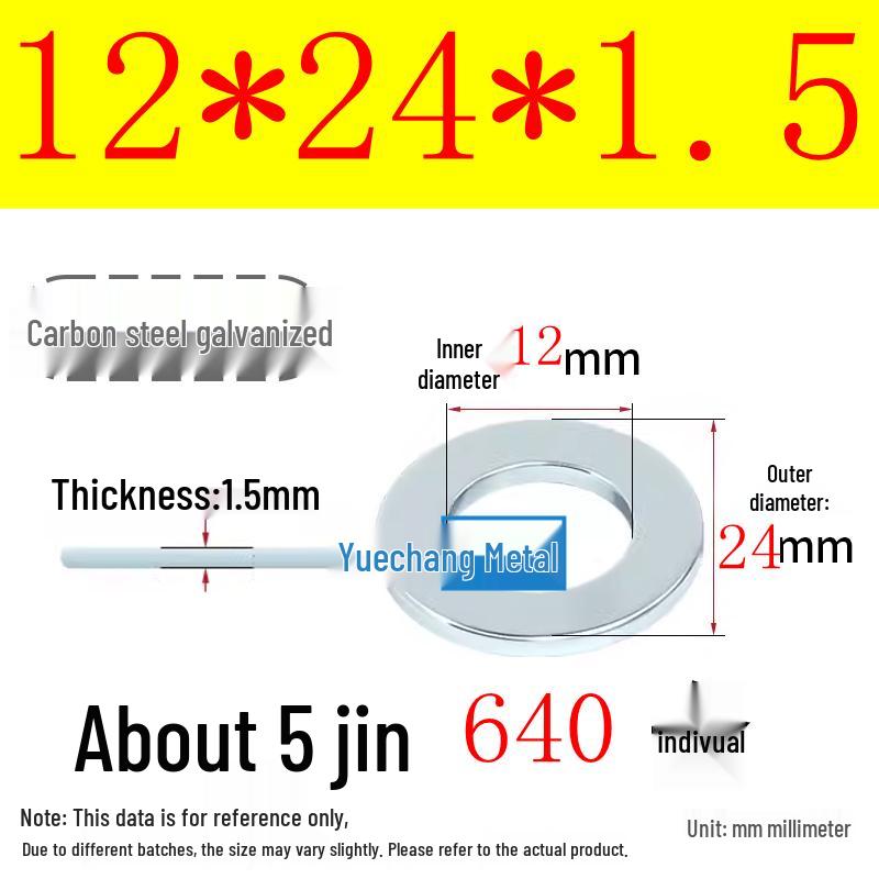Galvanized Iron Flat and Square Washer Set - Thick, Enlarged, Extra Large, and Special Shapes