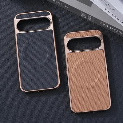 Etui na telefon z miękką krawędzią z powłoką galwaniczną do telefonu Google Pixel 9 Pro XL 9A 9 8 Pro z obsługą ładowania bezprzewodowego, magnetyczne etui skórzane