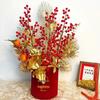 Fortune Bucket New Year Decoration Set - Festive Ornaments for Bedroom and Living Room with Flowers and Fu Character.