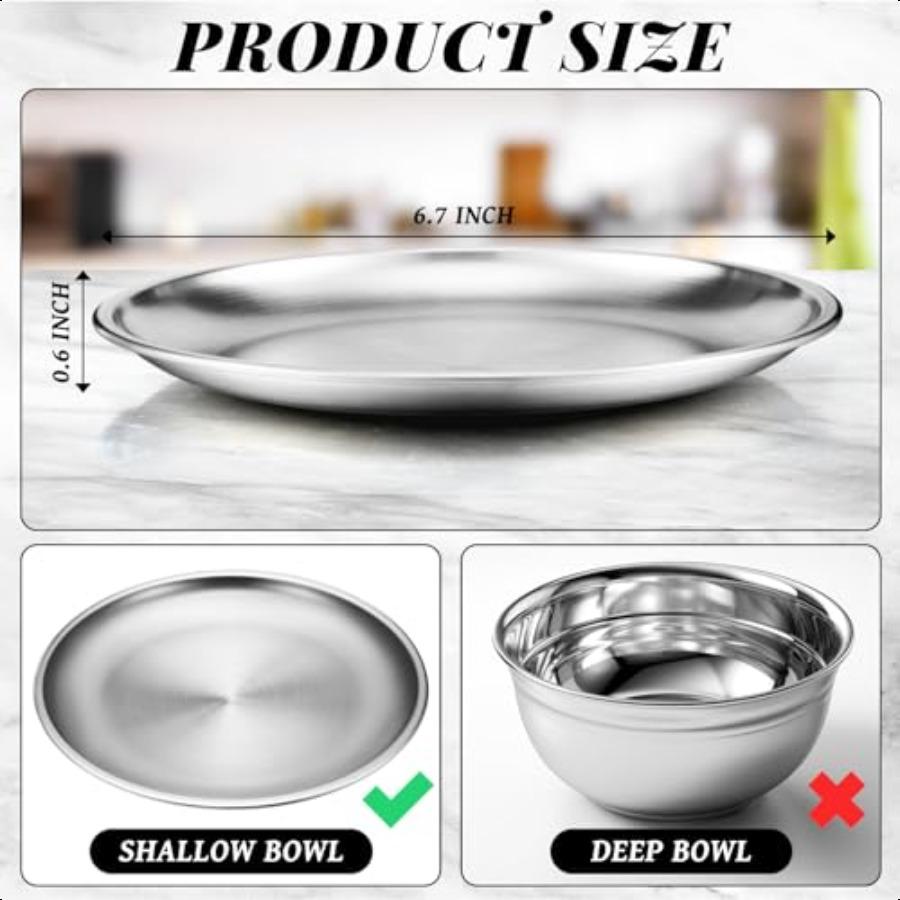 

12 штук Миска для кошек из нержавеющей стали, удобная для усов, мелкая миска для кошачьего корма, 6,7 дюйма, миски для влажного кормления, плоская миска для домашних животных, тарелка для маленьких питомцев United States