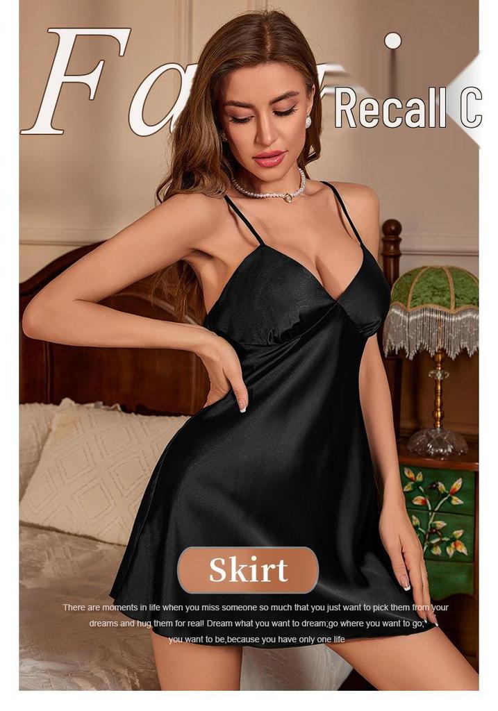 Camisón de seda para mujer – Color liso, Ligero, Cómodo, Ropa de dormir de verano