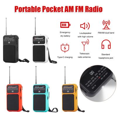 Portable Pocket AM FM Radio Battery Operated 2 Band Stereo Radio with 3.5mm Headphone Jack Pointer Radio for Home Walking Radios