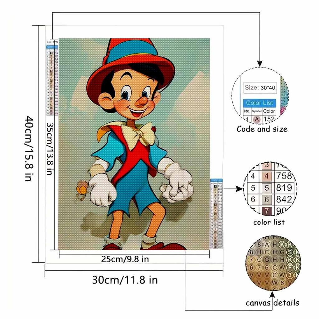 5D Diy Diamond Painting The Pinocchio of Spirit Full Drill Rhinestones Mosaic Embroidery Handmade Products Home Decor Gift
