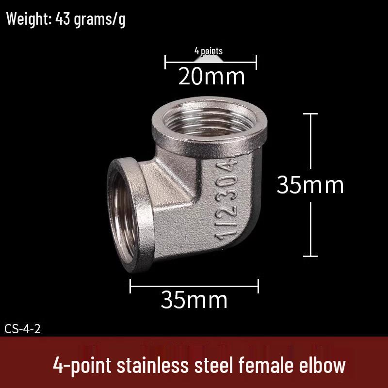 304 Stainless Steel Tee Elbow Water Pipe Fittings with Male/Female Threads