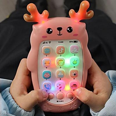Kinderspielzeugtelefon\Frühpädagogisch & Beißbar Interaktiv*Lernspielzeug*Simulationshirsch\Design Baby Beruhigung & Musiklernen#Gerät
