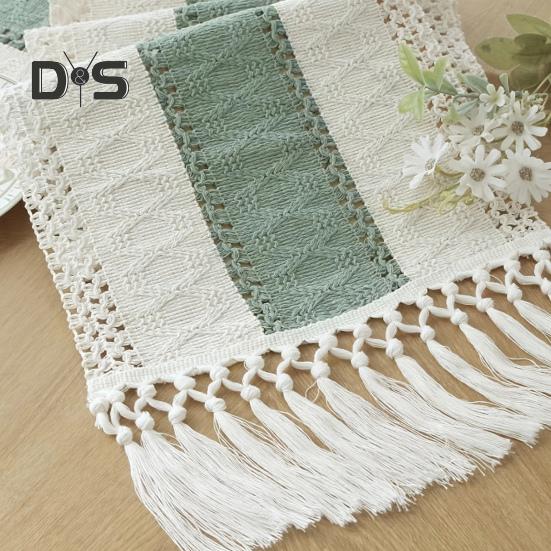 Aleer de masă pentru petrecere țesut țesătură în stil boho decor cu ciucuri de culoare contrastantă împletit rezistent la pete, reutilizabil, protecție pentru masă, decorare pentru bal de absolvire.