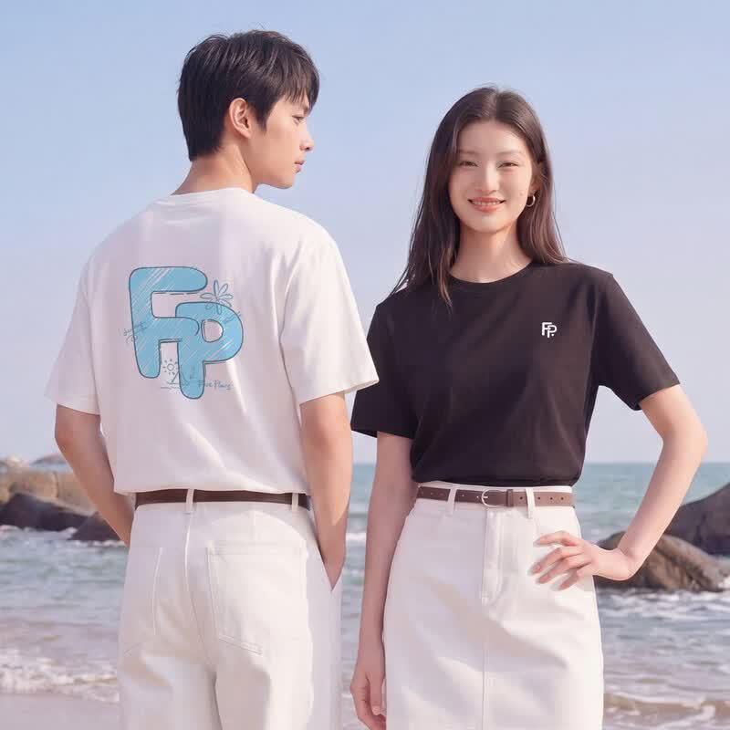 FivePlus Couple's Pure Cotton Casual T-Shirt
