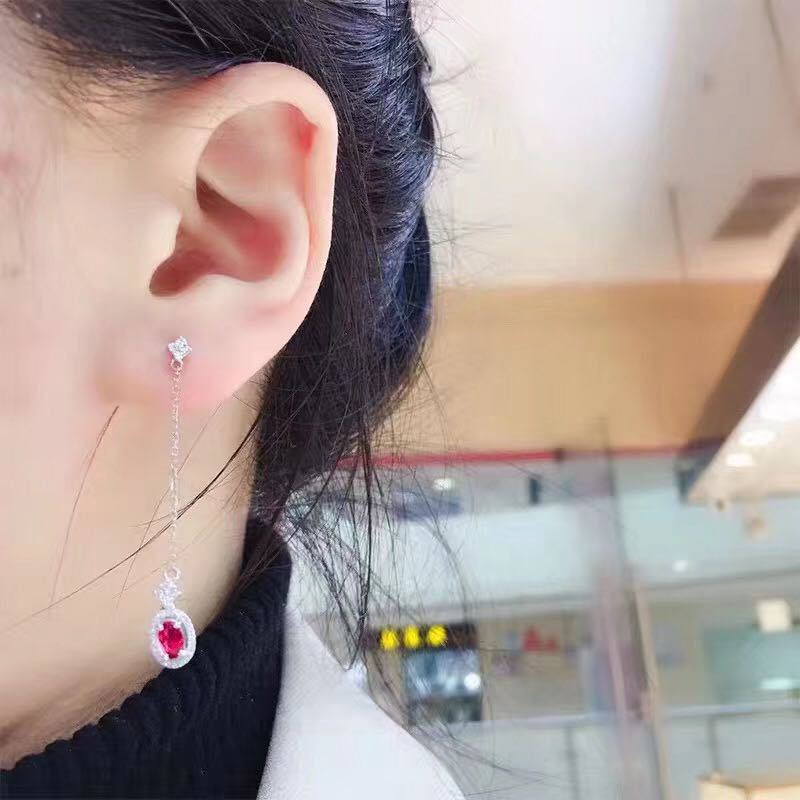 Small Style Classic Design Earrings For Women Inlaid Ruby Long Earings Fashion Exquisite And Wedding Jewelry Gift