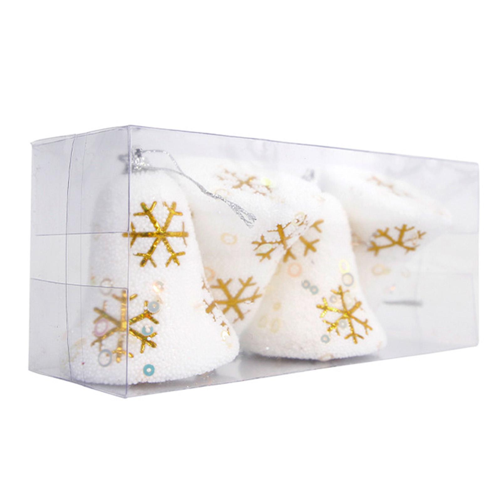 

4Pcs Christmas Snowflake Bell Pendant Xmas Tree Decorations Festive Hanging Ornament Decors for Holiday Party Supplies золотой