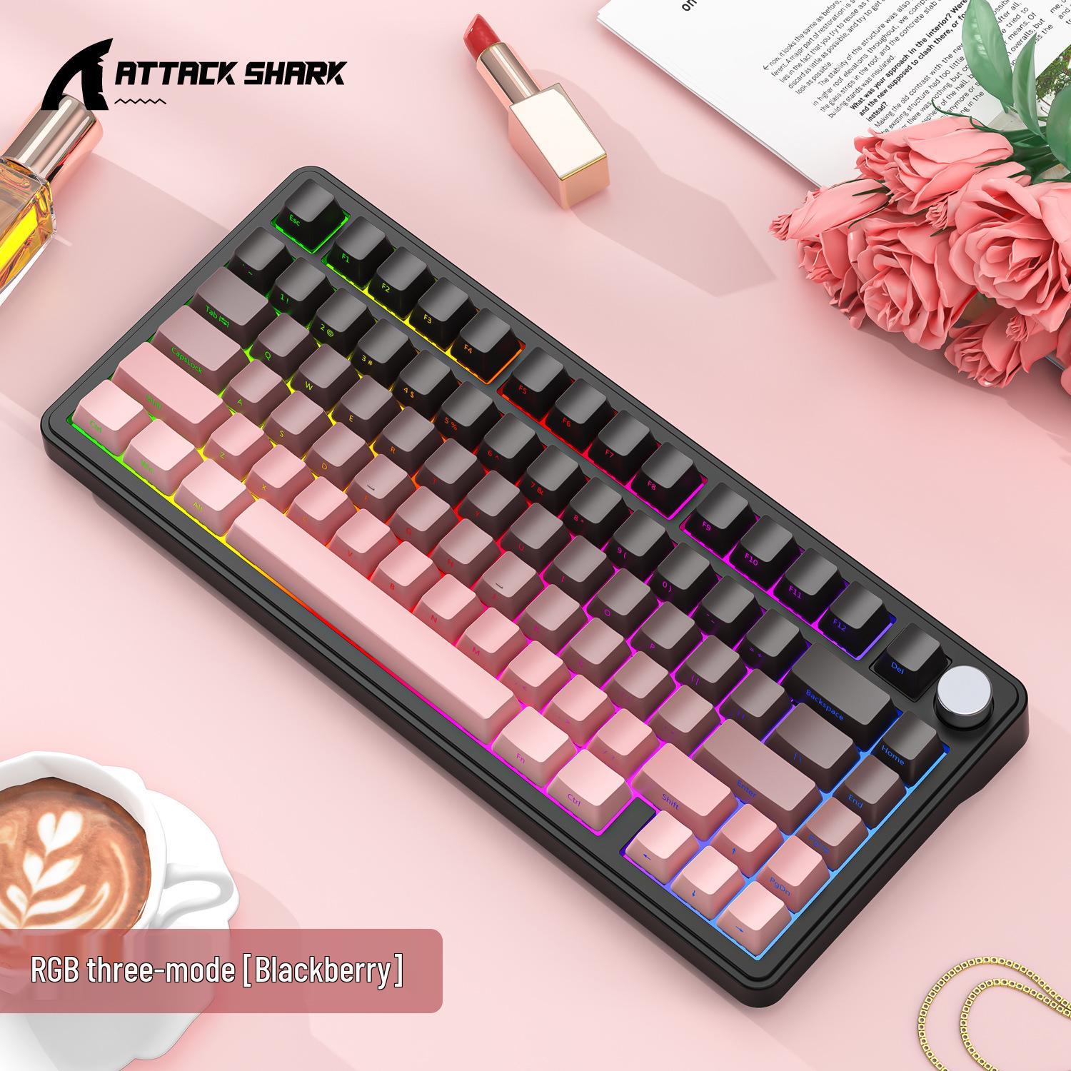 

Беспроводная механическая клавиатура Attack Shark X85 RGB с тремя режимами подключения, с возможностью горячей замены переключателей, с боковой печатью клавиш, настраиваемой подсветкой, игровая.