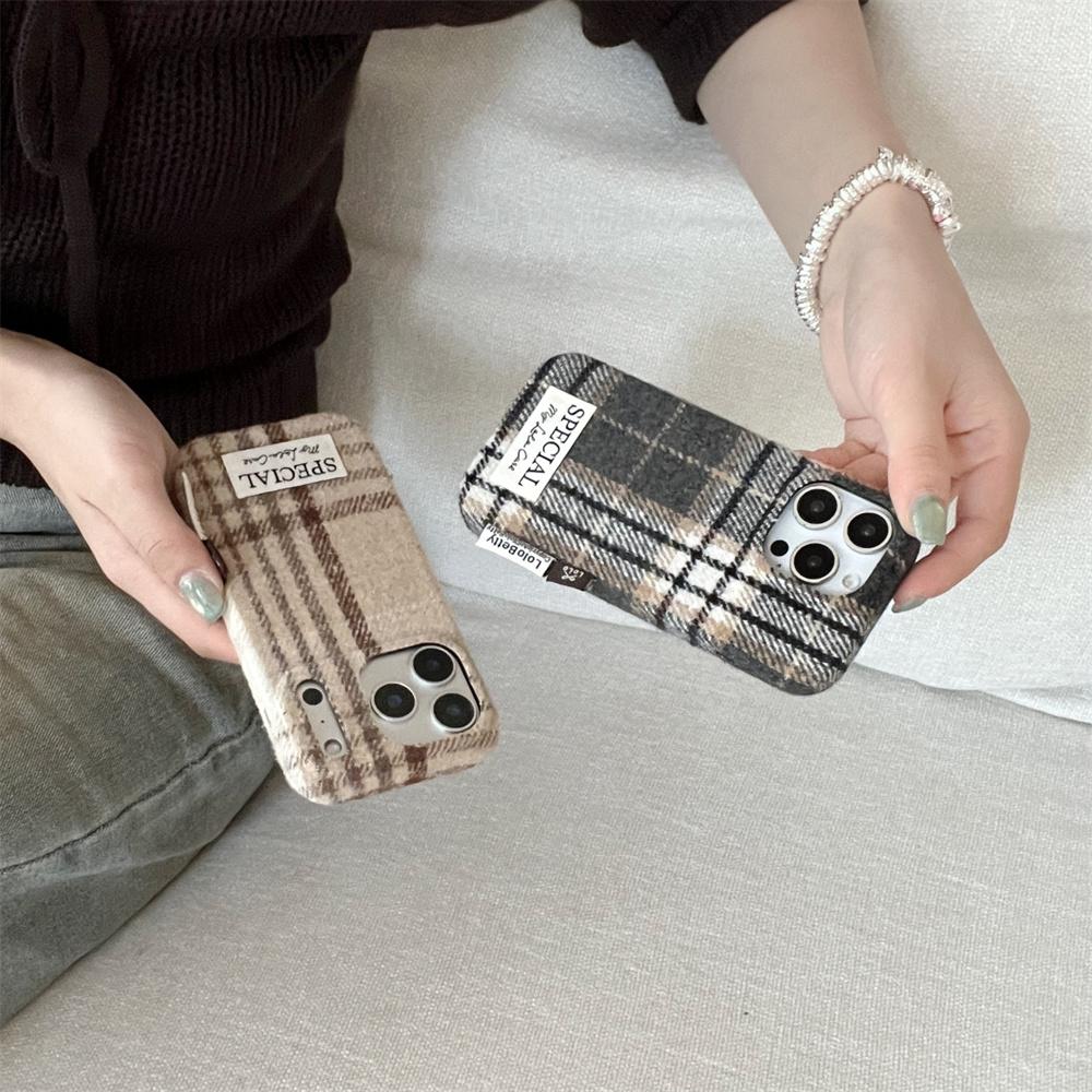 Warme Karomuster Stoff Handyhülle Für iPhone 17 16 Pro 14 13 15 Pro Max Hülle Für Apple 16 15pro Max Weiche Flauschige Niedliche Hülle