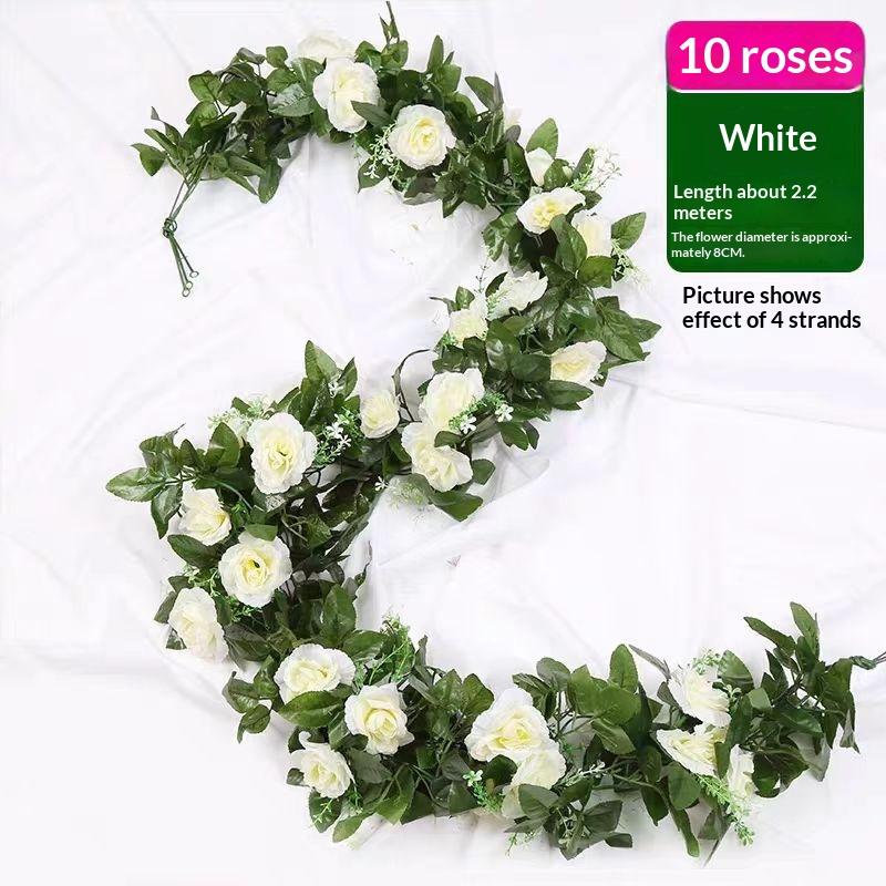 

1Pcs Plastic 2.2M Artificial White Flower Fake Hanging Fake Vine Plants Leaves Artificials Garland Flowers Wedding Decoration