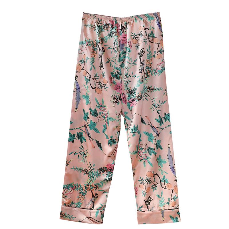 Drucken Blumen Pyjamas Set Frauen Koreanische Hause Tragen Lange Ärmeln Set Satin Lange Hose Casual Chic Nachtwäsche Trend