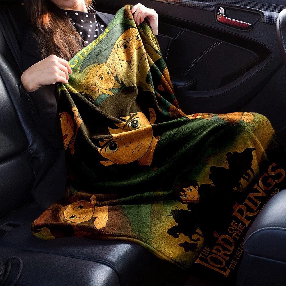 1pc Studio Ghibli Lord of the Rings Flannel Blanket Soft Warm Throw for Home, Office, Travel, All Season Cozy Bedding Gift, Office
