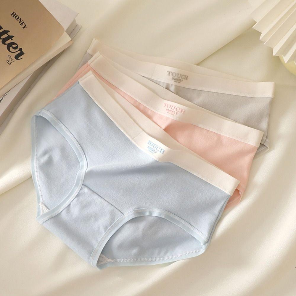 5PCS Cotton Crotch Simple Solid Briefs Thin Women's Underpants Fashion Mid Waist Panties  Girl