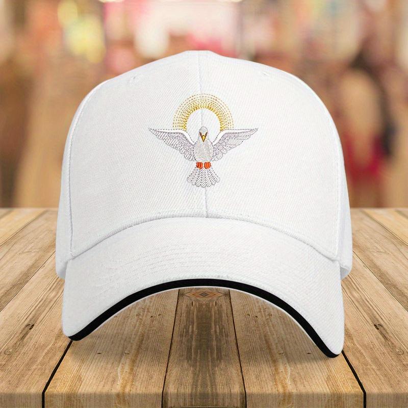 Holy Spirit Dove Baseball Cap Embroidered Red Polyester Adjustable Casual Summer Hat for Adults