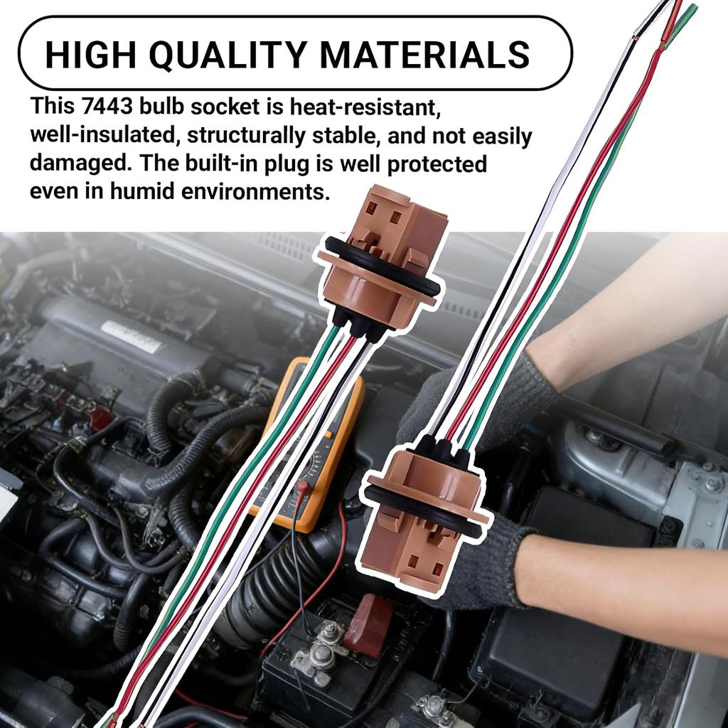 2PCS Car 7443 Brake Light Bulb Holder, Bulbs Wiring Harness Sockets, Turn Signal Lights Socket Pigtail Harness Connector, for 7443/T20 Bulb Mounting