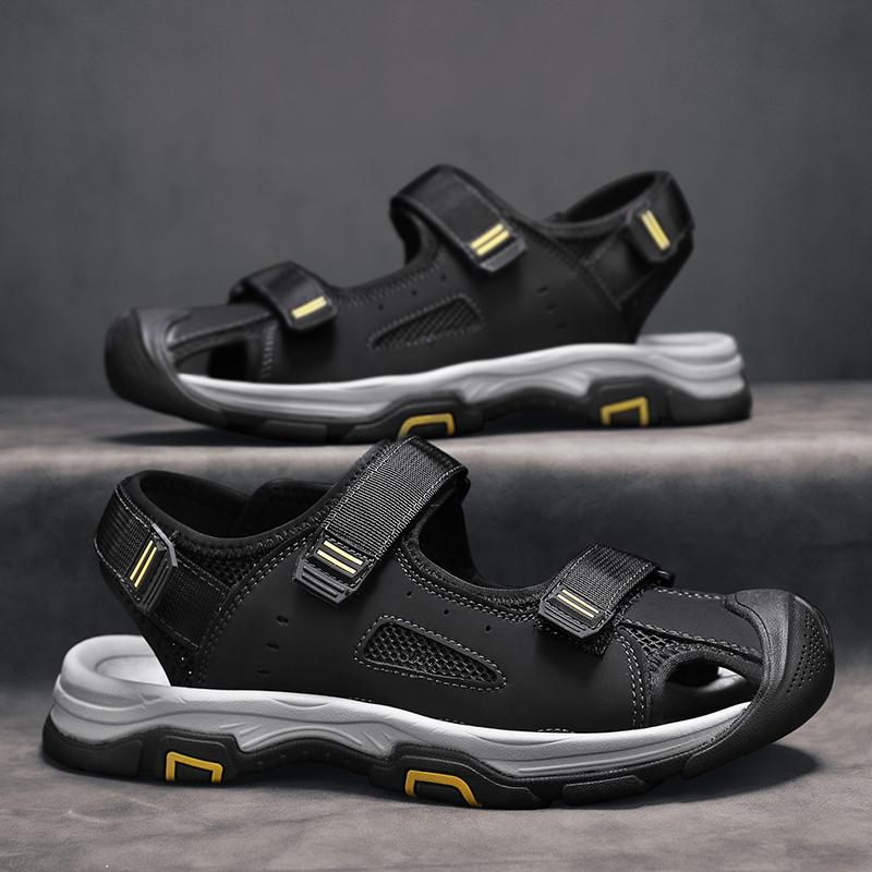 Pánské letní boty z pravé kůže, nové velké velikosti, pánské sandály, módní venkovní, plážové boty s protisrážkovou špičkou, rychleschnoucí, Roma boty