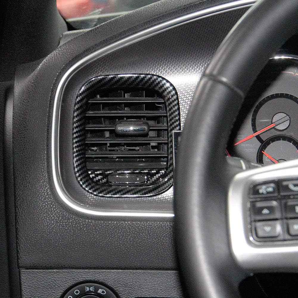 crosselec Carbon Fiber Air Vent Cover AC Outlet Trim kit for Dodge Charger 2011-2014