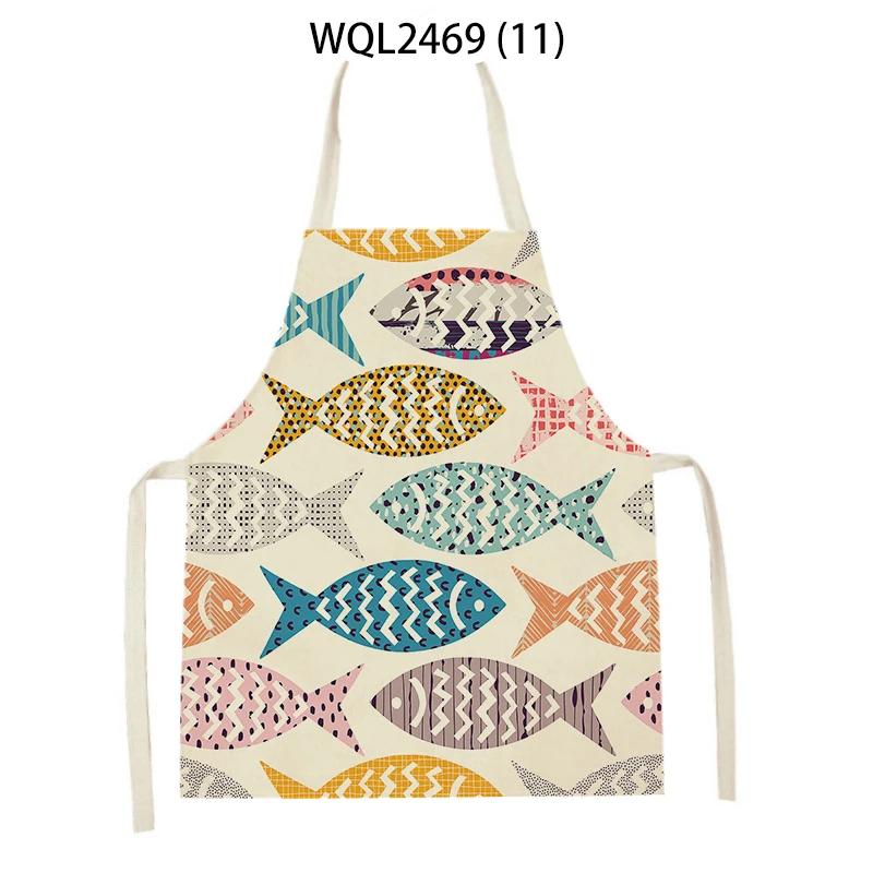 Creative Fish Conch Printed Kitchen Aprons for Women Men Home Cooking Baking Accessories Apron Adult Kids Sleeveless Apron