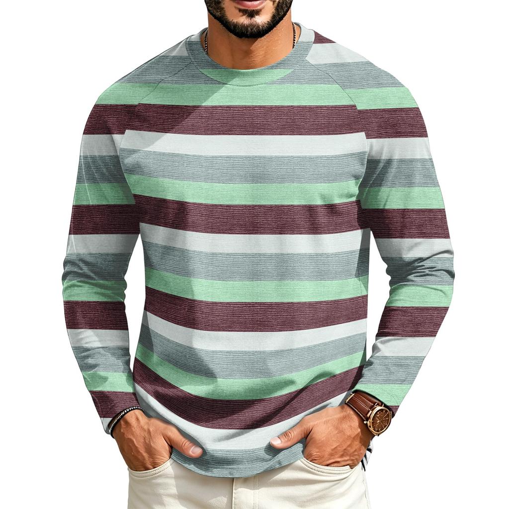 Herren Langarm Raglan T-Shirt mit Rundhalsausschnitt Lässige Alltagskleidung