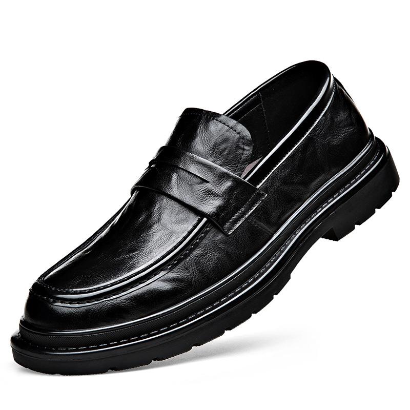

Модные мужские туфли из коровьей кожи весна-осень, новые дизайнерские туфли на платформе, однотонные повседневные туфли с низким верхом для мужчин 38 чёрный
