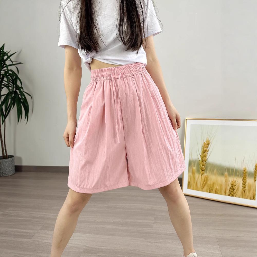 Colorful High-Waist Ice Silk Women's Loose Slimming Wide-Leg Summer Shorts