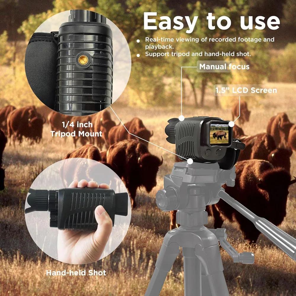 R7 Monocular Telescope,1080p 2.5K Infrared Night Vision Divice,Video Playback for Travel,Camping,Hunting,Surveillance,Boating